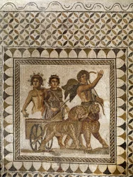 Bacchus i en vagn dragen av tigrar, 300-talet (mosaik)