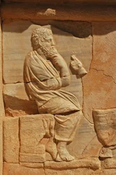 Basreliefer på Proscenium från den romerska teatern, Sabratha, Libyen, 2:a århundradet e.Kr.