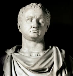 Byst av Vespasianus (Titus Flavius Vespasianus) (9-79 e.Kr.), romersk kejsare, Rom, Kapitolinska museerna - Byst av kejsar Flavius Vespasianus (9-79 e.Kr.) - Marmorskulptur, romersk civilisation - Kapitolinska museet, Rom