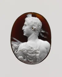 Cameo porträtt av kejsar Augustus, c.41–54 AD (sardonyx)