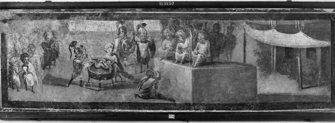 Karikatyr av Salomos dom, från Pompeji, Doktorns hus