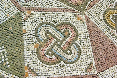 Detalj av en gordisk knut, Theseus hus, Paphos, Cypern mosaik