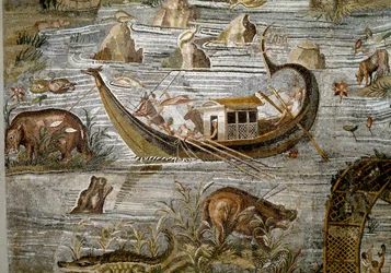 Detalj av den nilotiska mosaiken av Preneste (Palestrina) från helgedomen för gudomen Fortune Primigenia, 80 f.Kr.