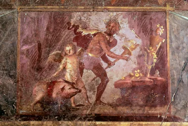 Fresk från Villa of Mysteries, Pompeji