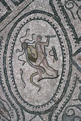 Herkules och den lernaeiska hydran, från golvet i "Herkules hus" (mosaik)