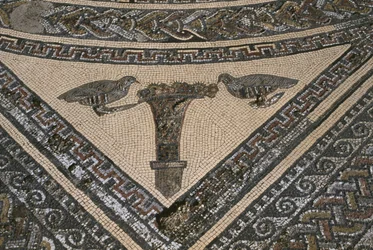Orfeus hus, Orfeus omgiven av vilda djur, detalj (mosaik)