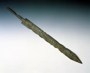 Legionärt svärd av gladius, från den romerska platsen i Newstead, Melrose, AD 80-100 (brons)