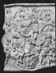 Lusius Quietus leder det moriska kavalleriet, en avgjutning från Trajanuskolonnen, 110-113 e.Kr.