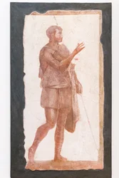Man med en mantel, Pallavicini Rospigliosi-samling, omkring 200 e.Kr., inv 103420 (fresk)