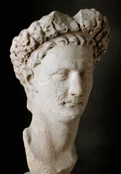 Marmorhuvud av den romerske kejsaren Domitianus (Titus Flavius Domitianus, 51-96 e.Kr.). Museo Nazionale Romano, Rom, Italien