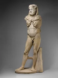 Marmorstaty av en skäggig Hercules, 68–98 AD (marmor)