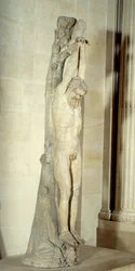 Marsyas lidande, hängande från en tallstam. Marmorskulptur från slutet av 300-talet-början av 200-talet f.Kr. Höjd 2,5 m. Paris, Louvren