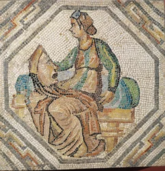 Melpomene, tragedins musa, från en villa i Augusta Treverorum (mosaik)
