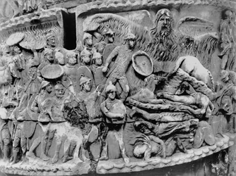 Miraculous Rain, detalj från spalten av Marcus Aurelius, AD 180-196 (marmor) (s/v foto)