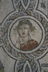 Mosaik av de fyra årstiderna, Dionysos hus, detalj, huvud (mosaik)
