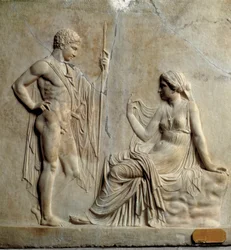 Nyattisk konst (nyattisk): relief som framställer myten om Telefos (Telefos). 1:a århundradet f.Kr. Från Herculaneum. Neapel, Museo Archeologico Nazionale