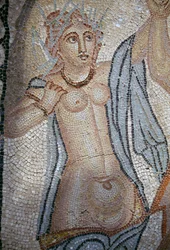 Nymf, detalj från Abduction of Hylas by Nymphs, mosaik i House of Venus i den romerska staden Volubilis (UNESCO:s världsarvslista