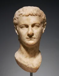 Porträtthuvud av Caligula, ca 40 e.Kr.