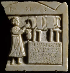 Relief som visar en krog-scen (marmor)