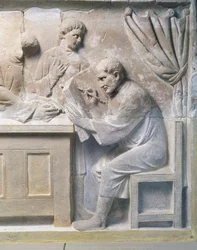 Relief från mausoleet föreställande skatteindrivare