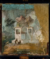 Romersk konst: ”Den förlorade väduren, pastoral idyll”. Romersk fresk från Pompeji efter ett grekiskt original (2:a århundradet f.Kr.). 1:a århundradet e.Kr. Neapel, Museo Archeologico Nazionale