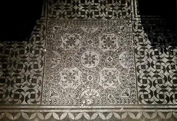 Romersk konst: detalj av mosaikerna av marken från Villa Adriana (Villa d
