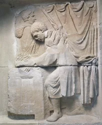 Romersk relief från mausoleum föreställande brödhandlare, 200-talet e.Kr