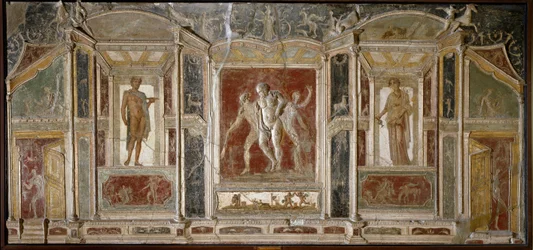 Romersk konst: dionysisk grupp. 1:a århundradet. Från Pompeji. Neapel, Museo Archeologico Nazionale