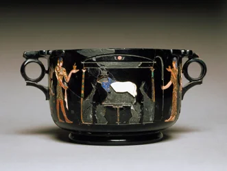 Romersk konst: bägare med egyptiska motiv. 1:a århundradet e.Kr. Från Castellammare di Stabia. Höjd 12 cm. Nationella arkeologiska museet, Neapel