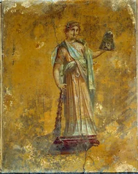 Romersk konst: representation av Melpomene, tragediers musa. Fresk från Pompei omkring 62 - 79 e.Kr. Paris, Louvren