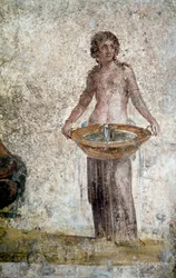 Romersk konst: representation av en nymf. Detalj av en fresk från huset av Vestales i Pompei. 1:a århundradet e.Kr. Paris, Louvren