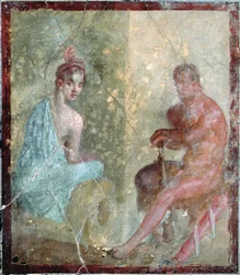 Sittande par, Pompei, Italien (fresk)