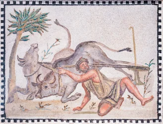 Plogmannen med oxar, 3-400-talet (mosaik)