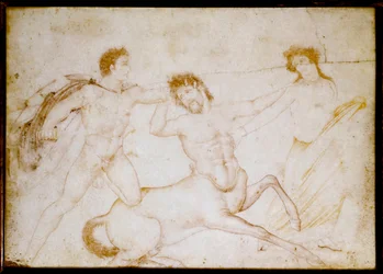 Theseus och kentauren (teckning på marmor
