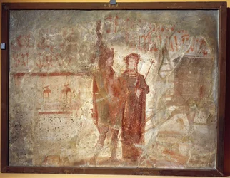 Verkstadsskylt och valmeddelanden, Pompeji, Italien 70-79 AD (fresk)