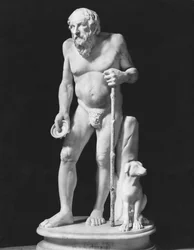 Diogenes ber om allmosor, höga kejsarperioden (27 f.Kr.-395 e.Kr.) (marmor) (s/v foto)