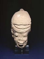Hjälmhuvud, från Aniba, Nubia (sandsten)