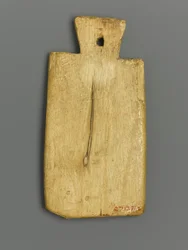 Mummy Tag med grekisk inskription (trä & pigment)