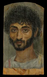 Porträtt av en tunn, skäggig man, 160-180 e.Kr. (enkaustisk, limewood)