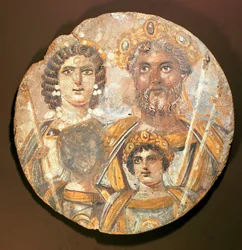 Tondo: Panel med Septimius Severus familj, ca 200 e.Kr.