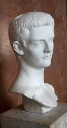Konst Rom Byst av kejsar Caligula (12 - 41 AD) Musee du Louvren i marmor.