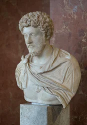 Art Rom Byst av den romerske kejsaren Mark Aurele (121 - 180 AD) marmor