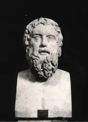 Byst av Aristofanes (c.445-c.385 f.Kr.) (marmor) (s/v foto)