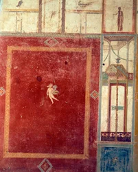 Pompeiansk fresk i fjärde stil, House of Pinario Ceriale, Pompeji, Kampanien, romersk civilisation