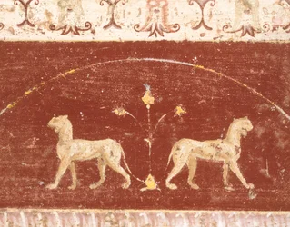 Freskdekoration från Hall of Tablino, House of Marcus Lucretius Fronto, Pompeji, Kampanien, romersk civilisation