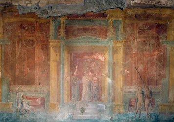 Fresk föreställande Iphigenia i Oxen, Pinarius Cerialis hus, Pompeji (Unescos världsarv), Kampanien, Italien, romersk civilisation