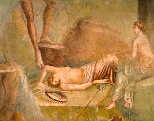 Fresk föreställande Maenad sover, från House of Citharist, Pompeji, Kampanien, romersk civilisation
