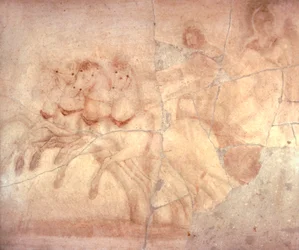 Fresk föreställande vagn med vagnförare, från Herculaneum, romersk civilisation