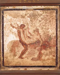 Fresk föreställande erotiskt ämne, från Pompei, Italien