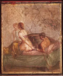 Fresk föreställande erotiskt ämne, från Pompei, Italien